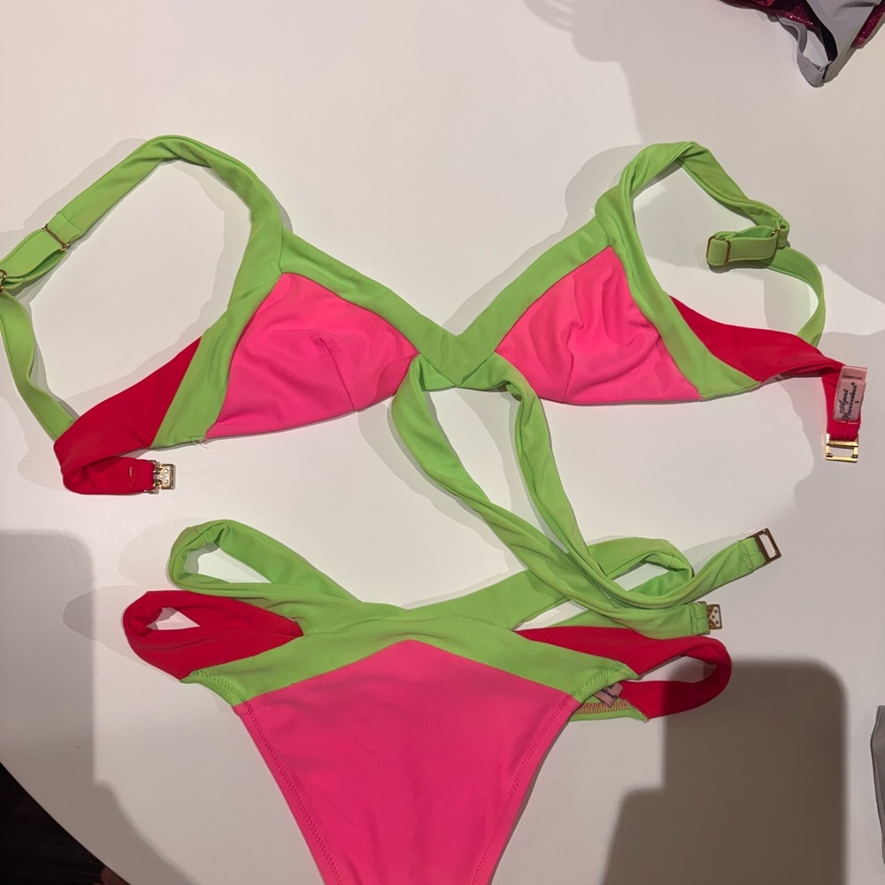 Agent Provocateur Neon Pink and Green Bikini